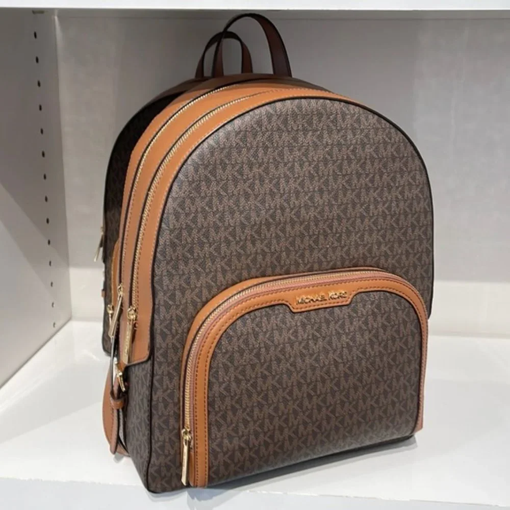 Michael Kors Jaycee Large Zip Pocket Backpack Brown - Picture 2 of 16